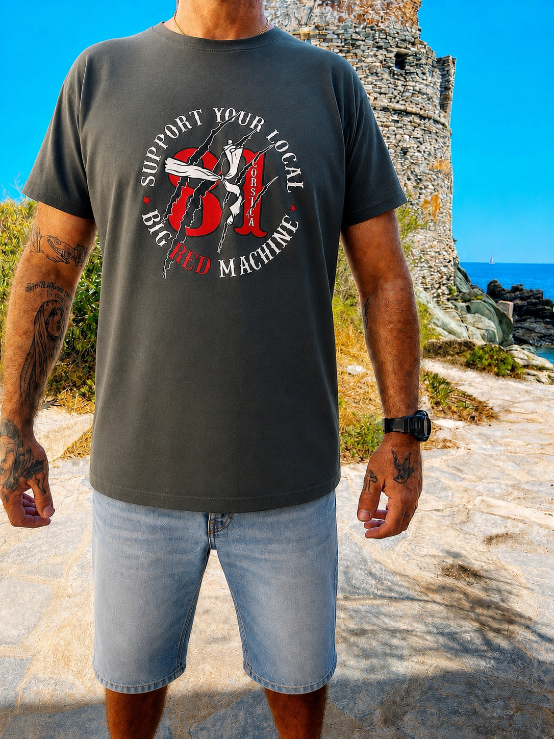 T-shirt à manches courtes - Support Your Local  Big Red Machine Corsica kaki